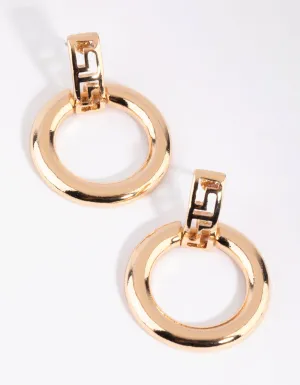 Gold Greek Key Door Knocker Earrings