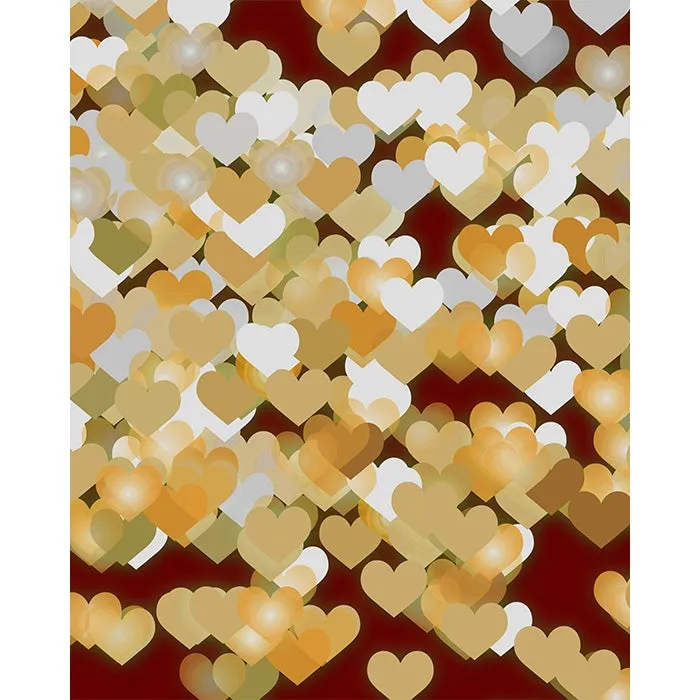 Gold Hearts Bokeh Printed Backdrop