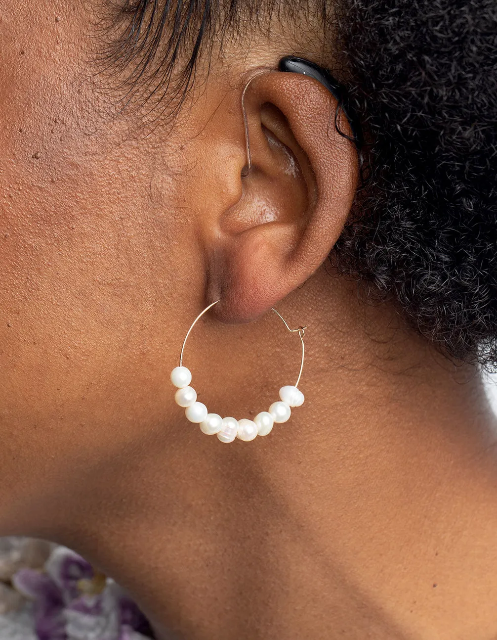 Gold Hoop Earrings with Freshwater Pearls