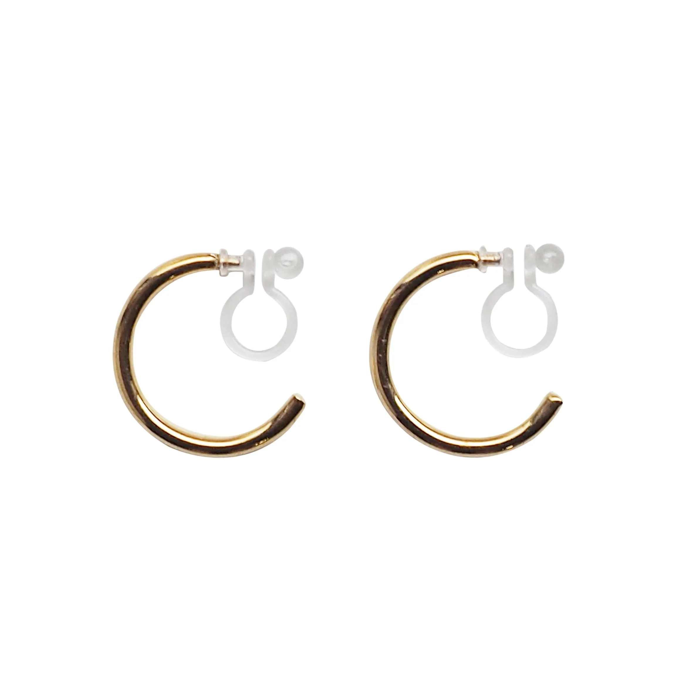 Gold Invisible Clip On Hoop Earrings