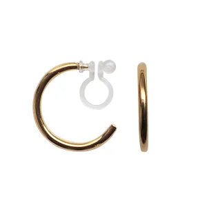 Gold Invisible Clip On Hoop Earrings