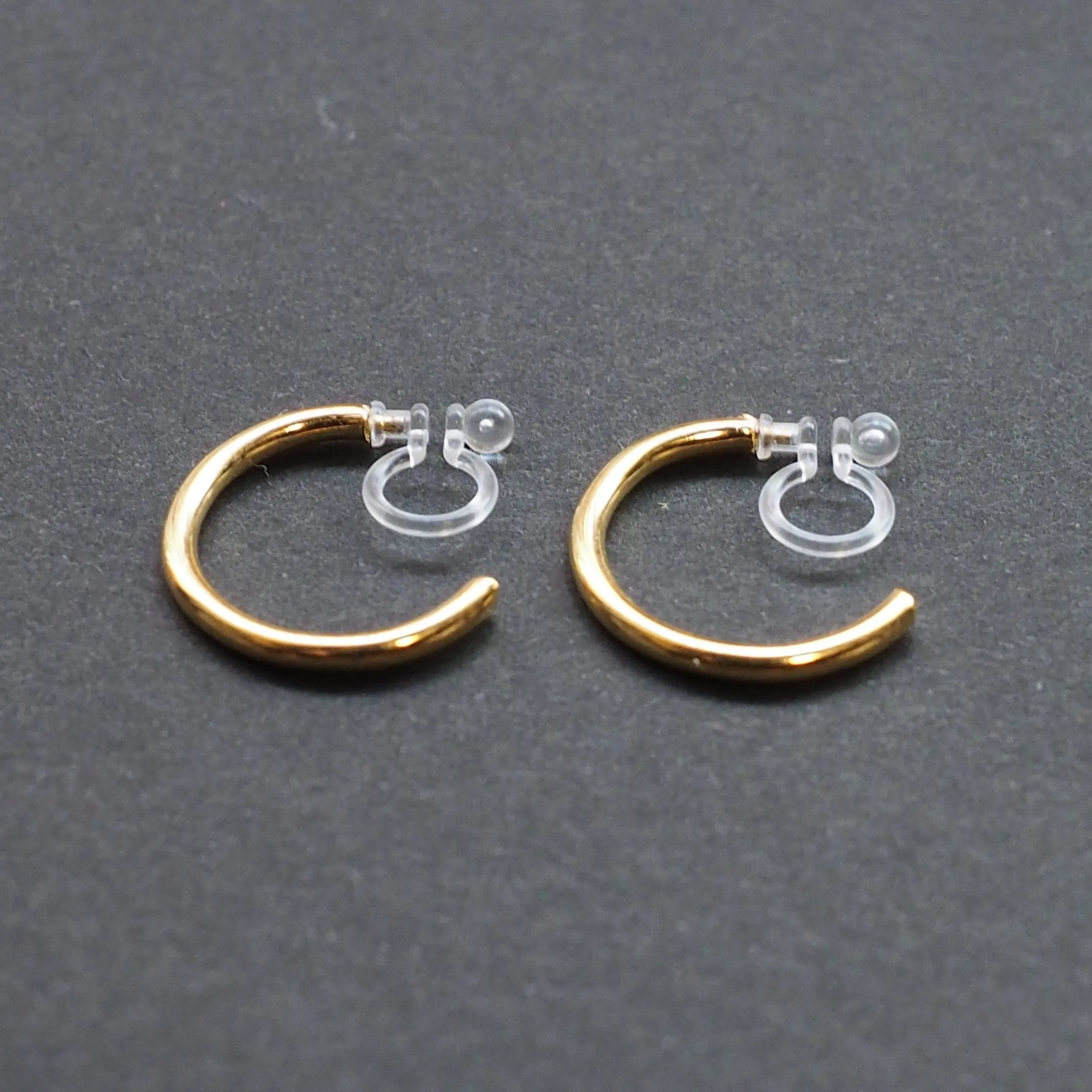 Gold Invisible Clip On Hoop Earrings