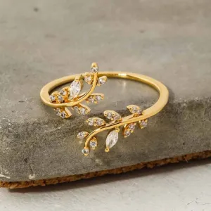 Gold Jeweled Vine Ring