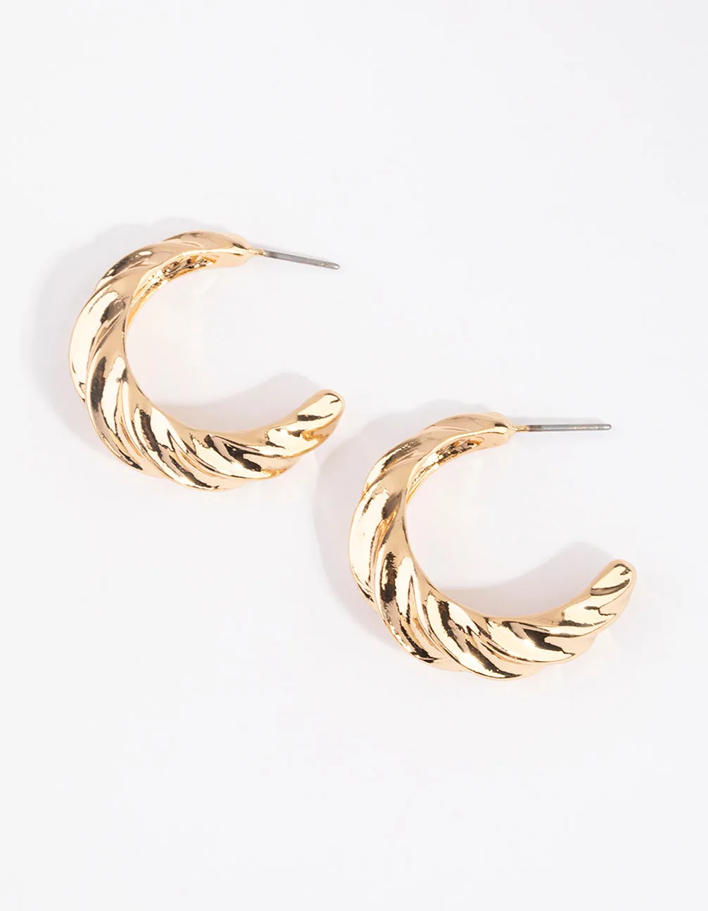 Gold Large Croissant Open Hoop Earrings