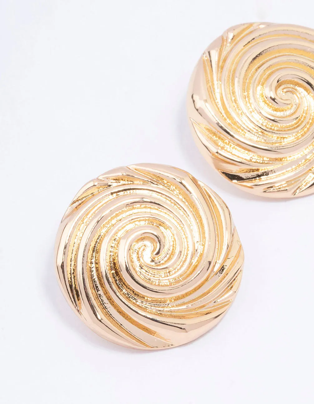 Gold Large Swirl Stud Earrings