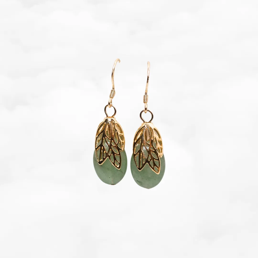 Gold Leaf Aventurine Earrings