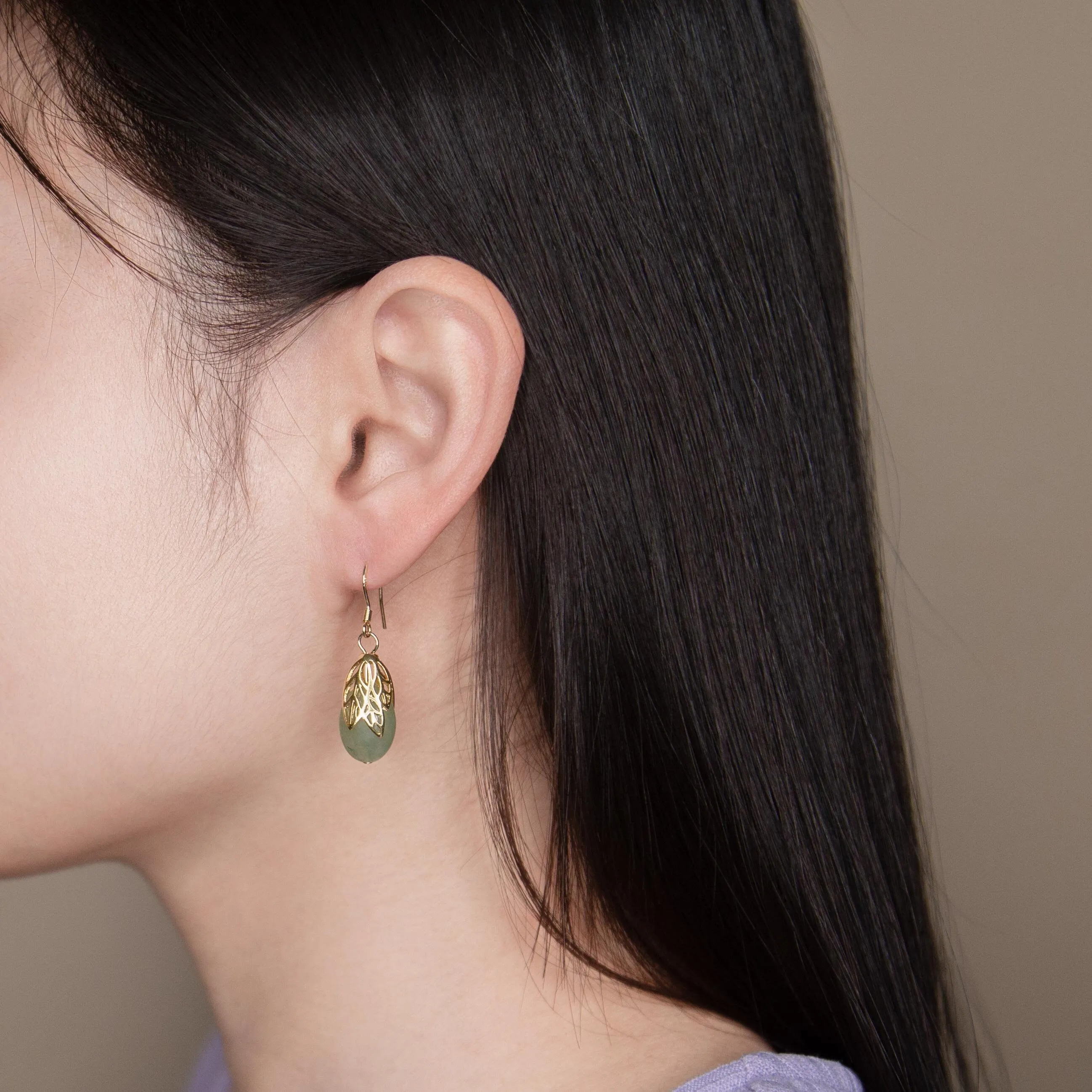 Gold Leaf Aventurine Earrings