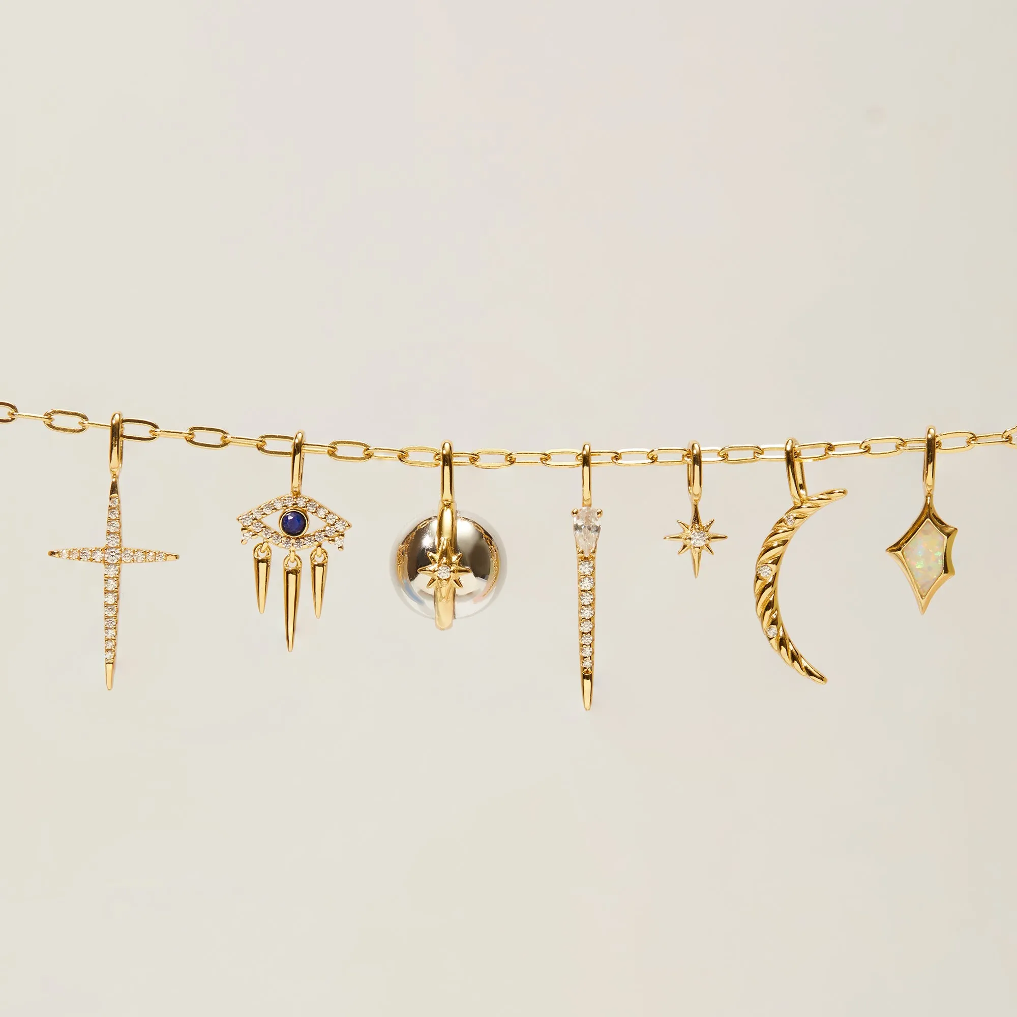 Gold Link Charm Chain Necklace