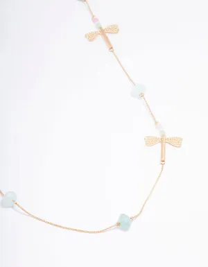 Gold Long Dragonfly Necklace