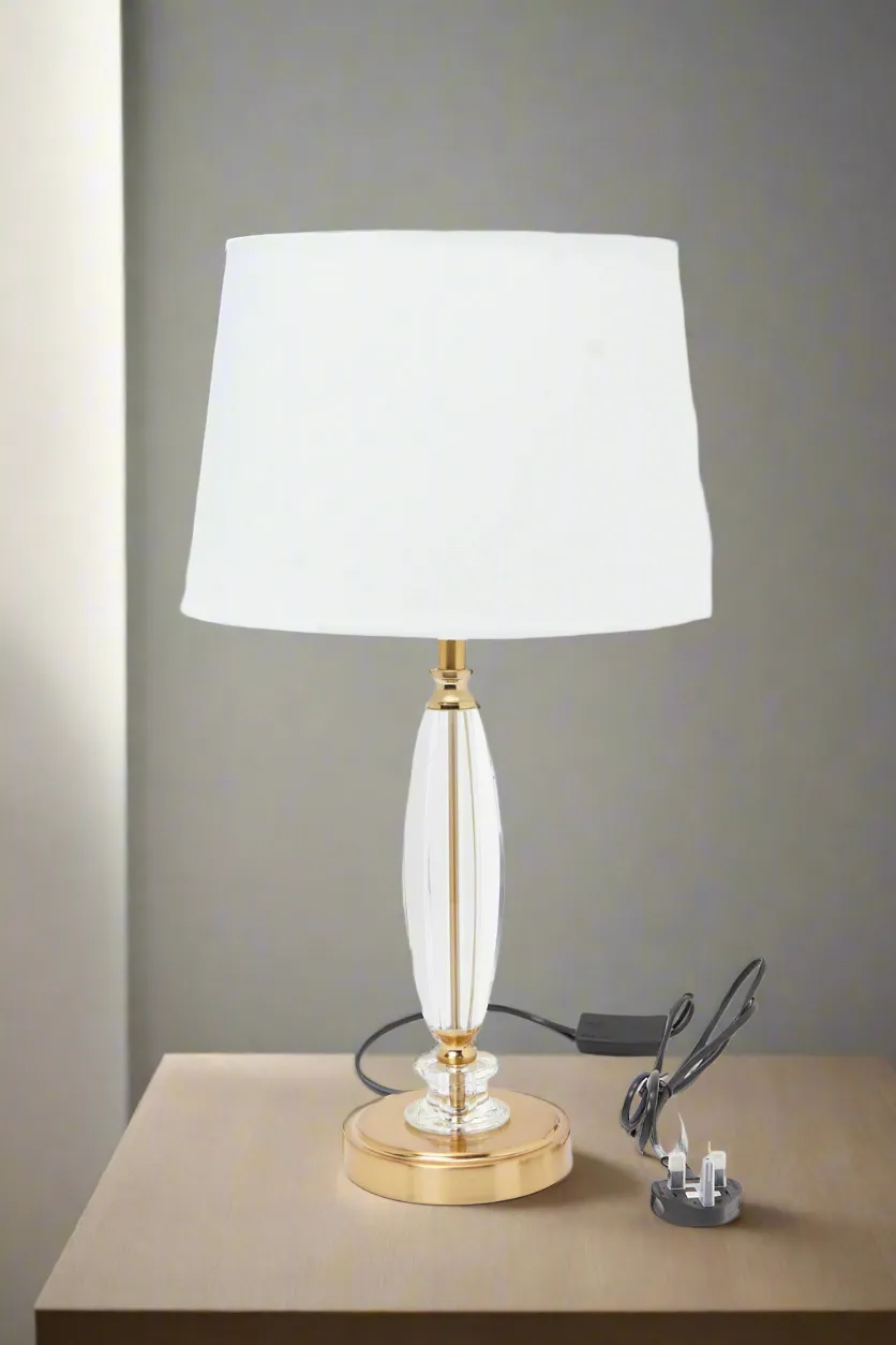 Gold Metal And Crystal Glass Table Lamp