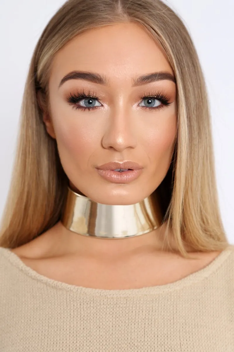 Gold Metallic Wide Choker - Aala