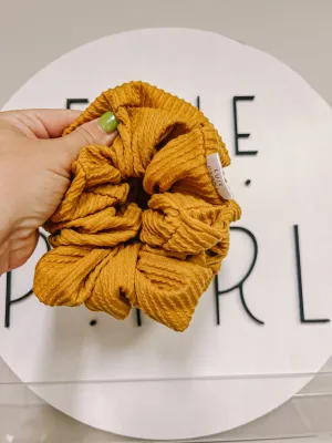 Gold Mustard Ribbed Oversized Scrunchy