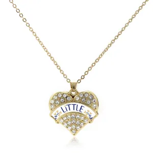 Gold Navy Blue and Gold Little Pave Heart Charm Classic Necklace