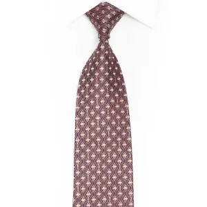 Gold Navy Waves Design On Burgundy Rhinestone Silk Tie With Silver Sparkles