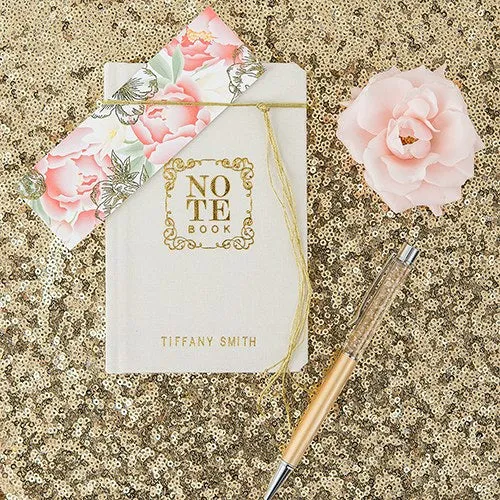 Gold Note Book Personalized Wedding Ceremony Vows Pocket Journal