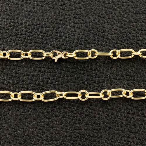 Gold Oval and Round Link Chain Necklace