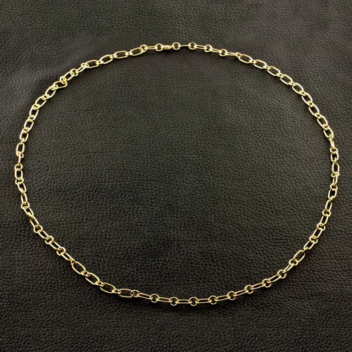 Gold Oval and Round Link Chain Necklace