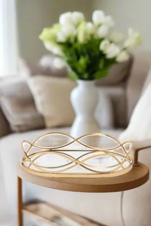 Gold Oval Metal Mirror Tray