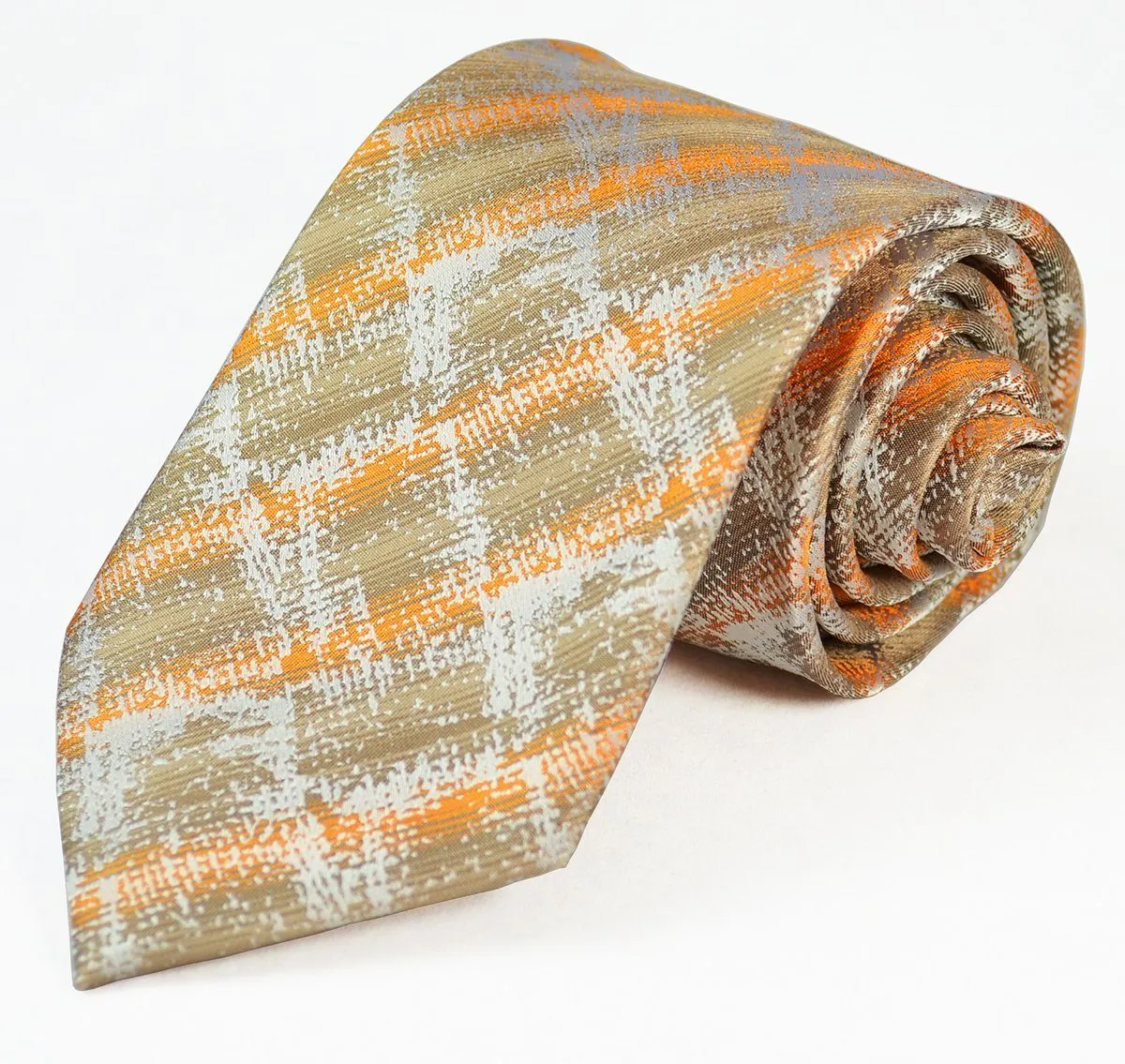 Gold Patterned Silk Tie and Pocket Square