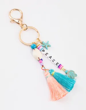 Gold Peace Tassel Key Ring