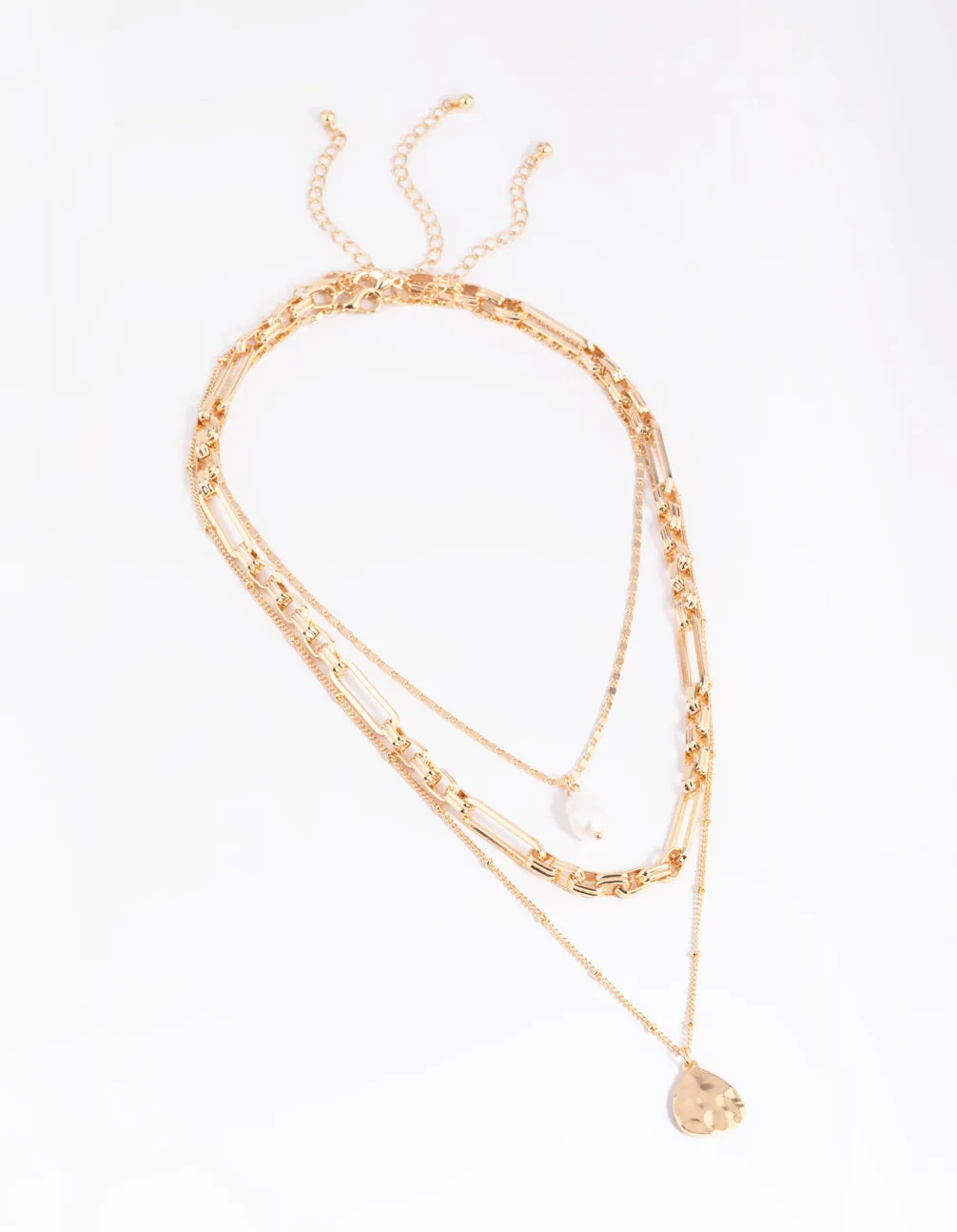 Gold Pearl & Coin Layered Necklace