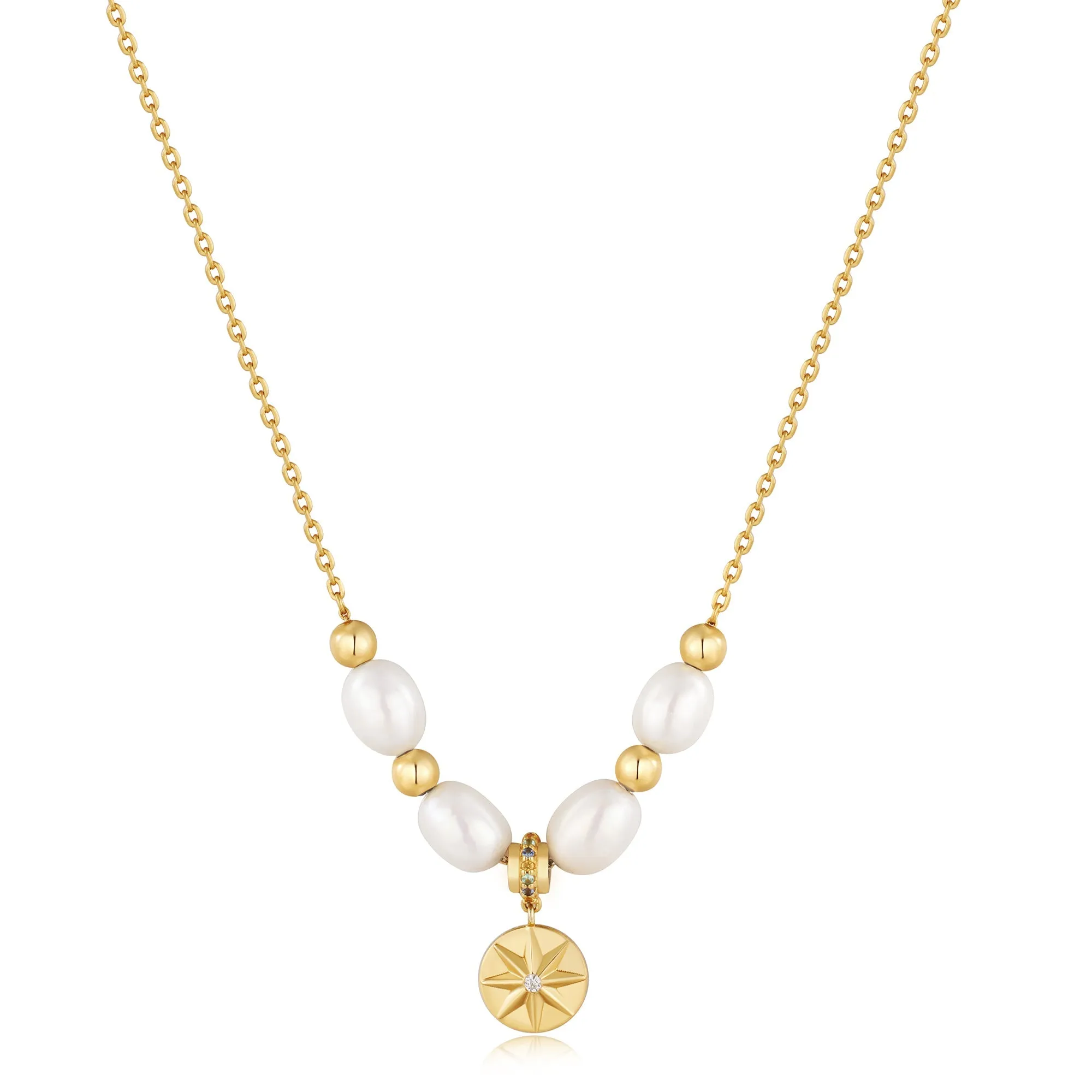 Gold Pearl Star Pendant Necklace