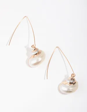 Gold Pearly Conch Drop Earrings