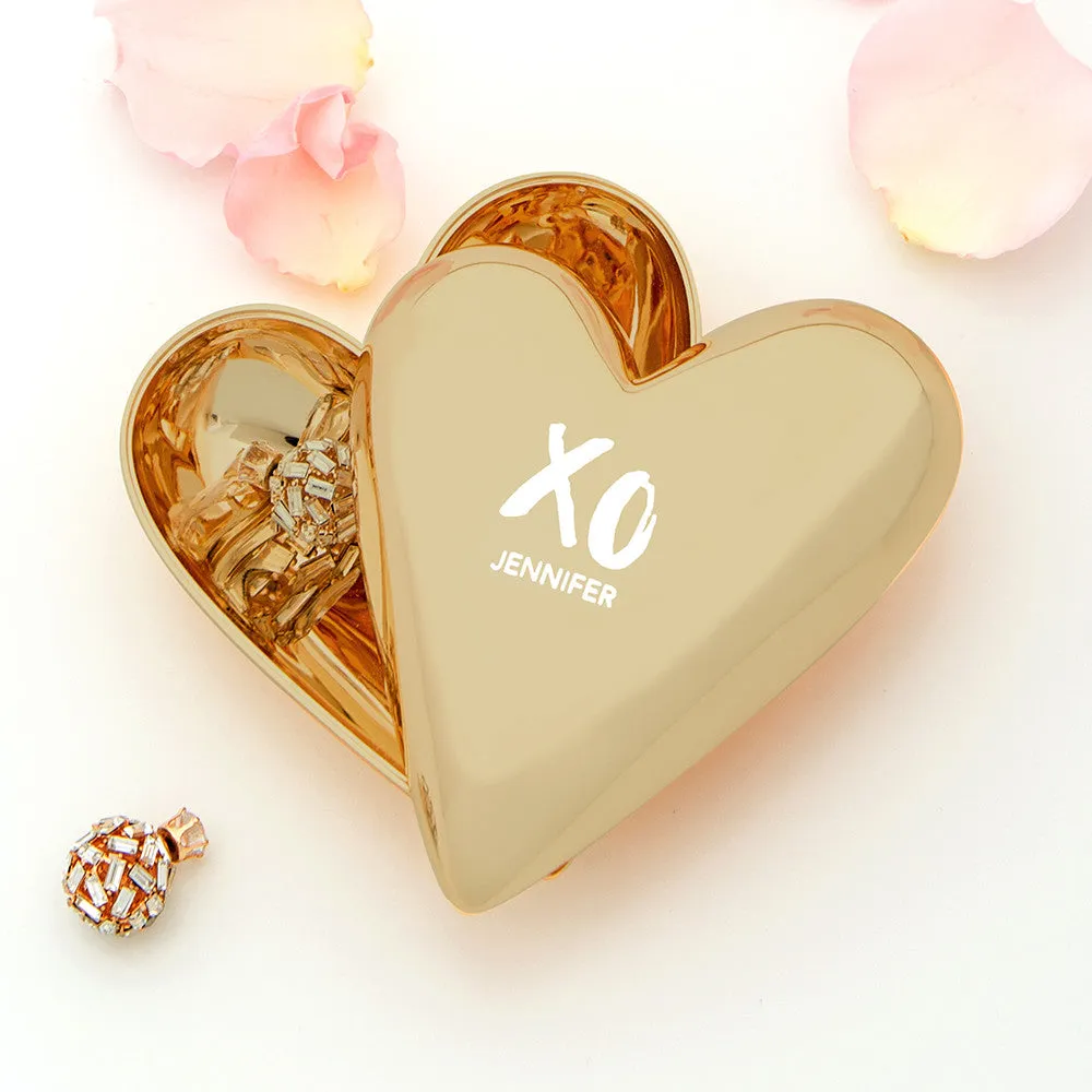 Gold Personalized Heart Women's Jewelry Wedding Ring Box