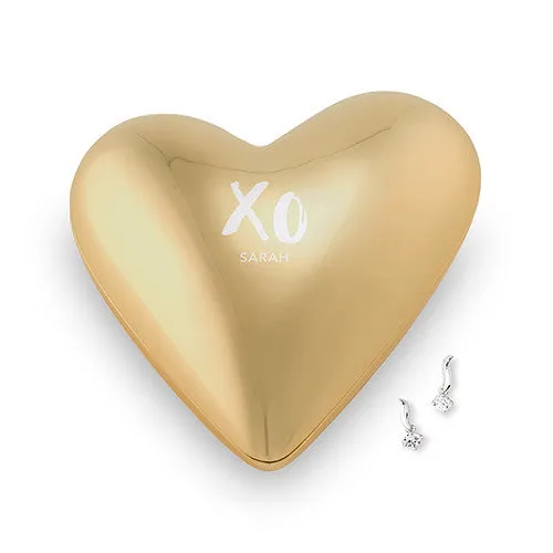 Gold Personalized Heart Women's Jewelry Wedding Ring Box