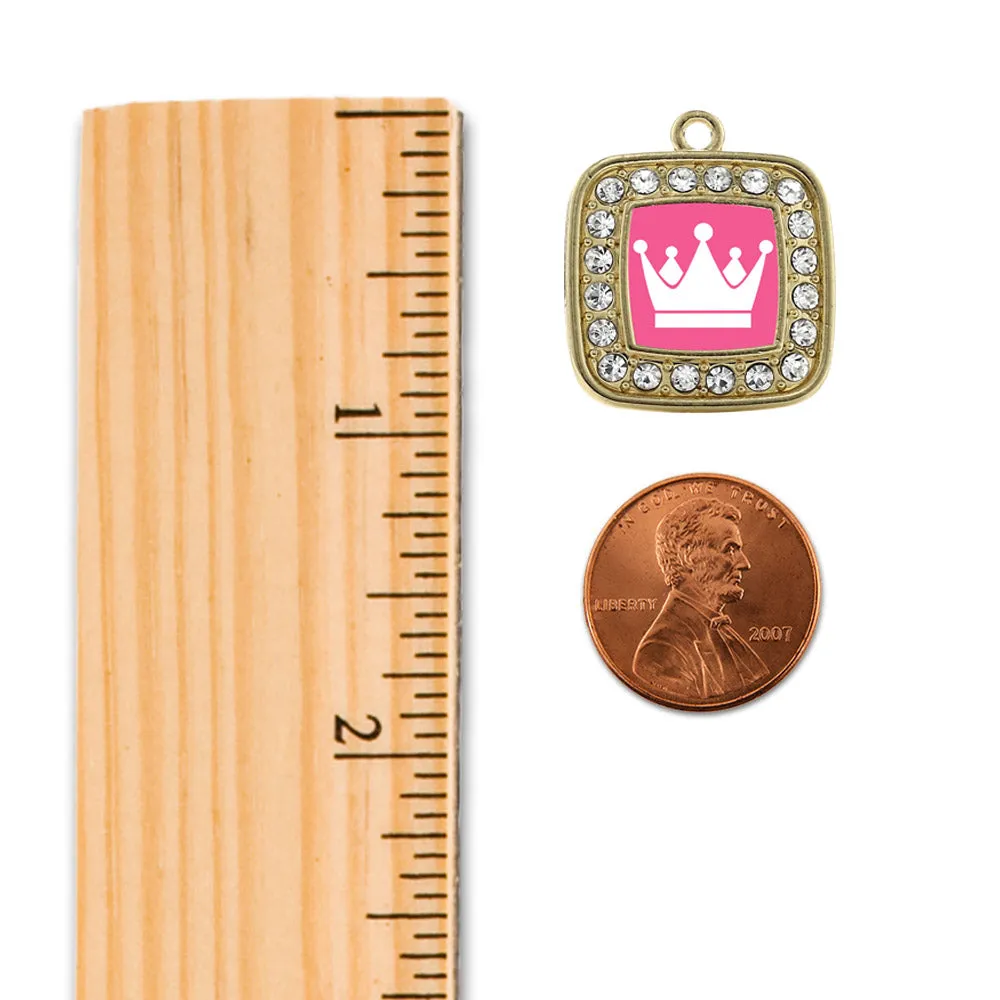 Gold Pink Princess Square Charm Holiday Ornament