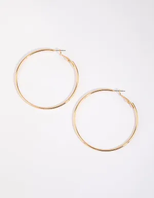 Gold Plain Rounded Hoop Earrings