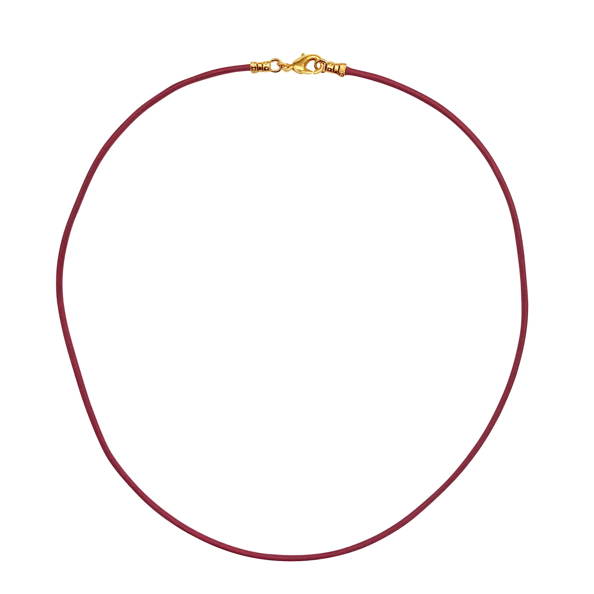 Gold Plated 1.8mm Fine Burgundy Red Leather Cord Necklace