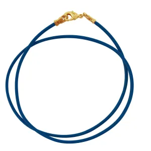 Gold Plated 1.8mm Fine Royal Blue Leather Cord Necklace