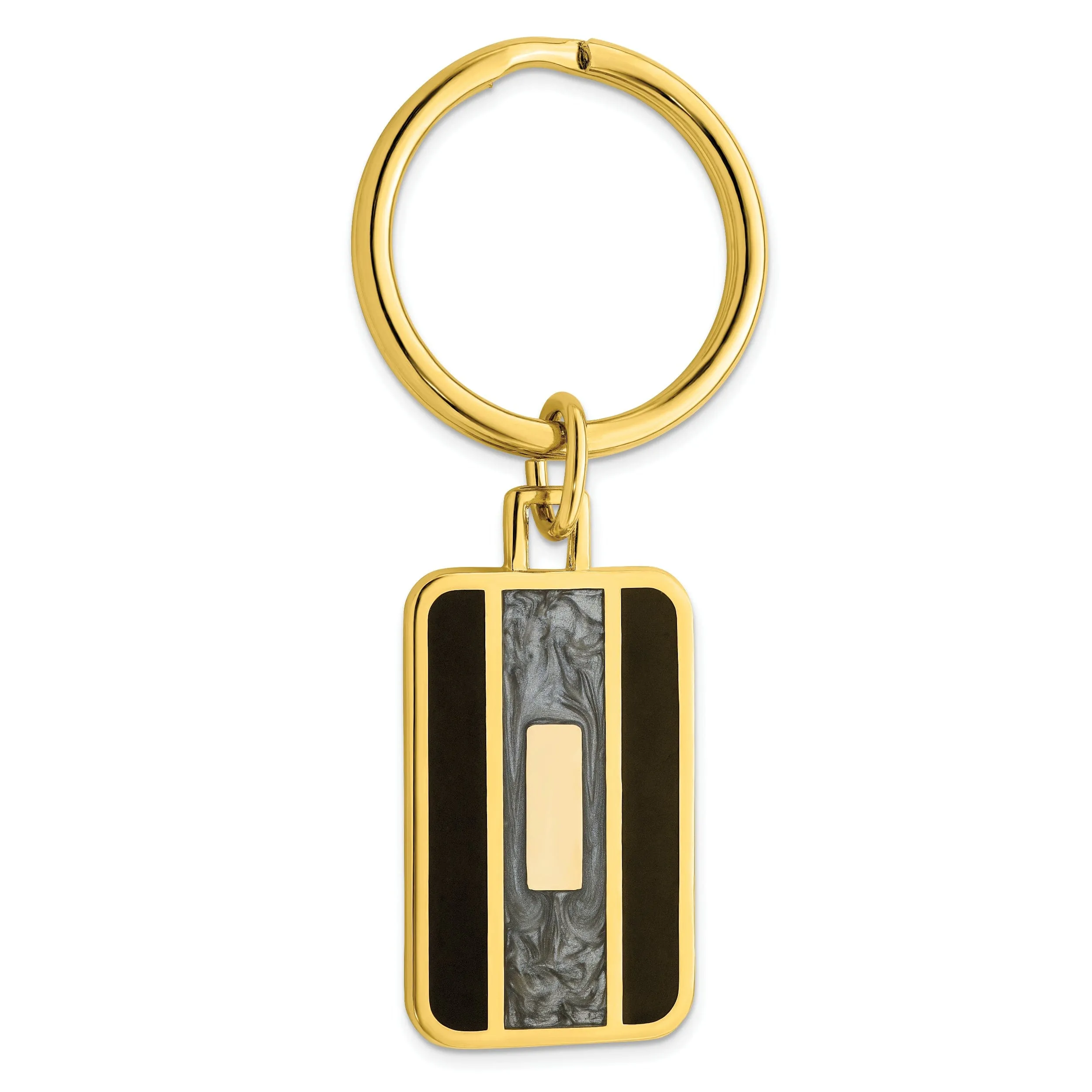 Gold Plated Black Grey Colored Key Ring