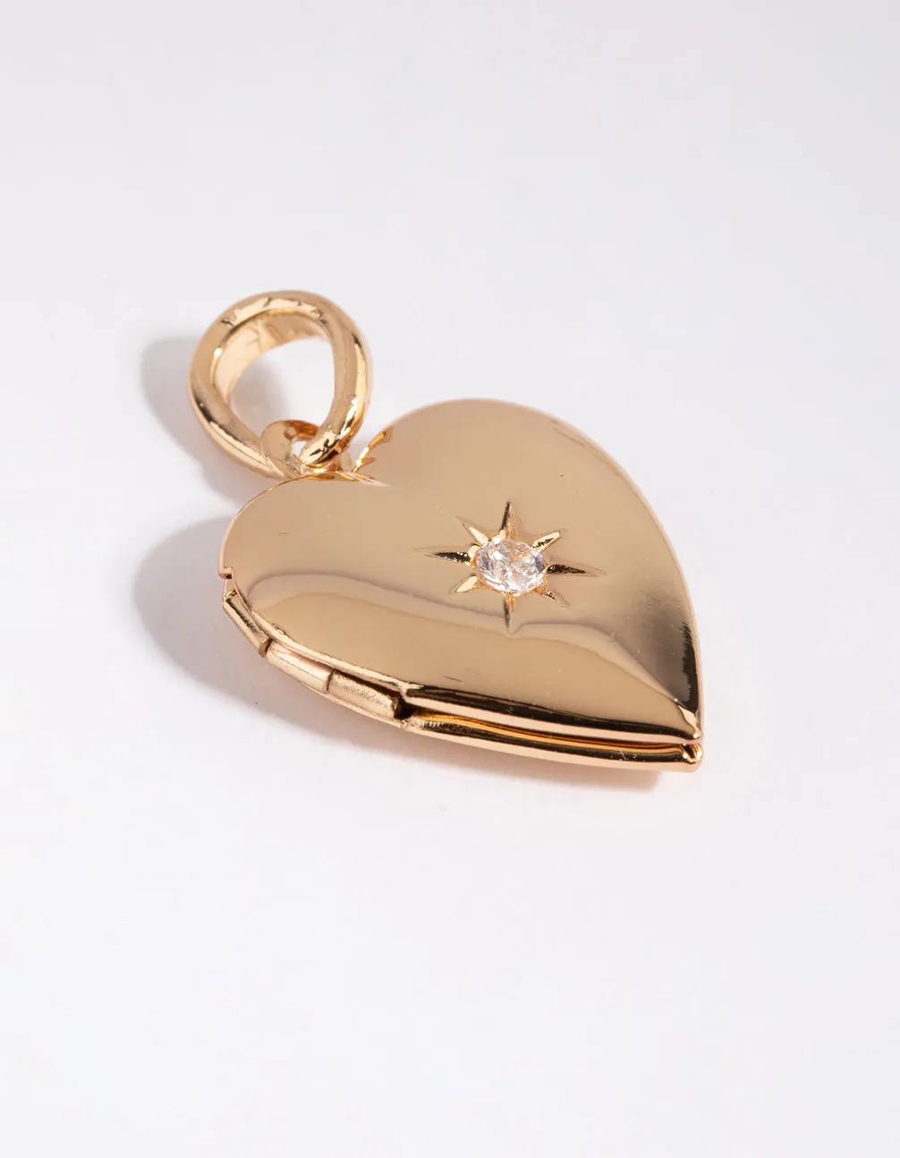 Gold Plated Diamante Heart Locket Charm