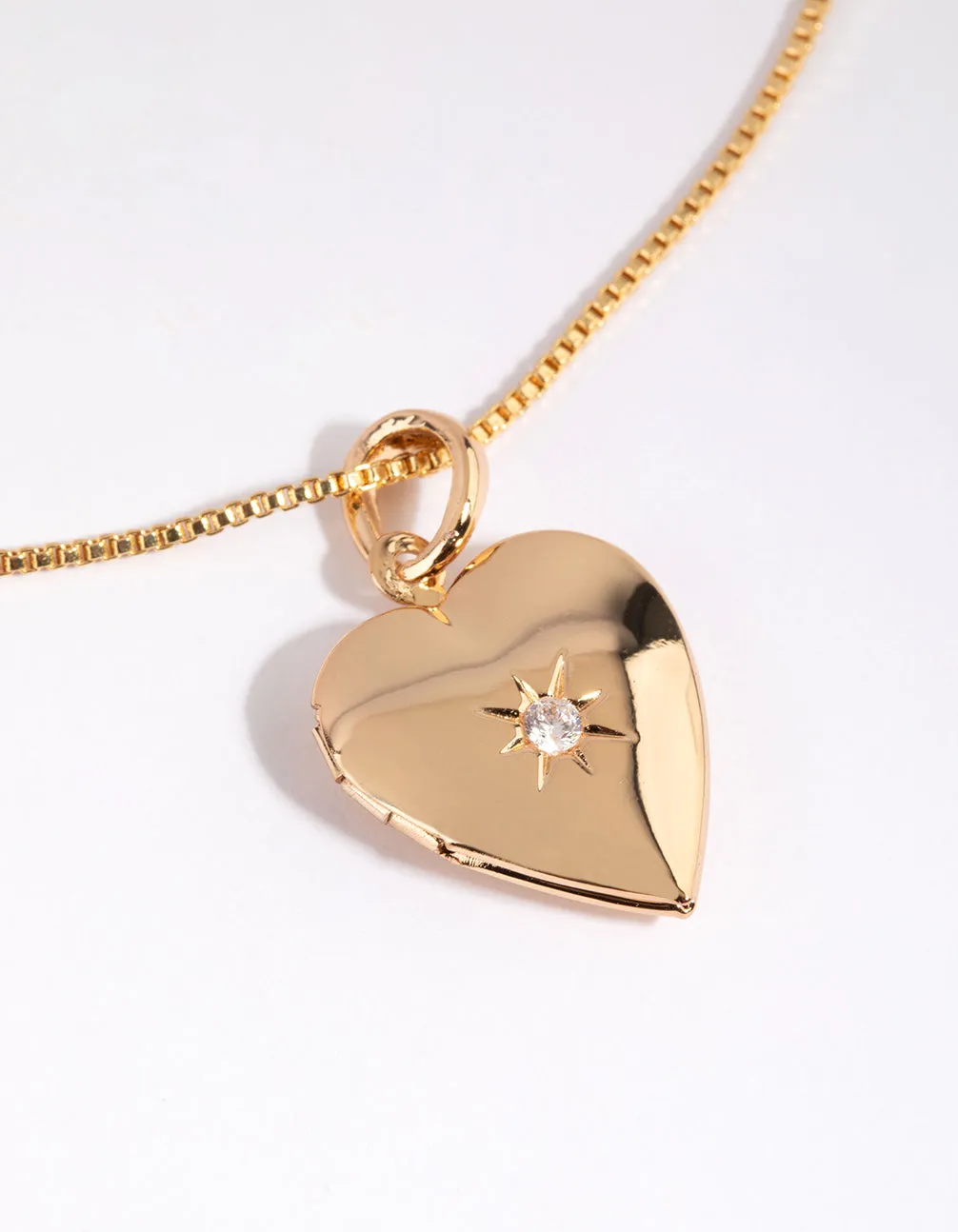 Gold Plated Diamante Heart Locket Charm