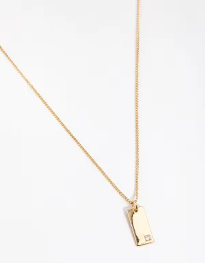 Gold Plated Rectangle Tag Necklace