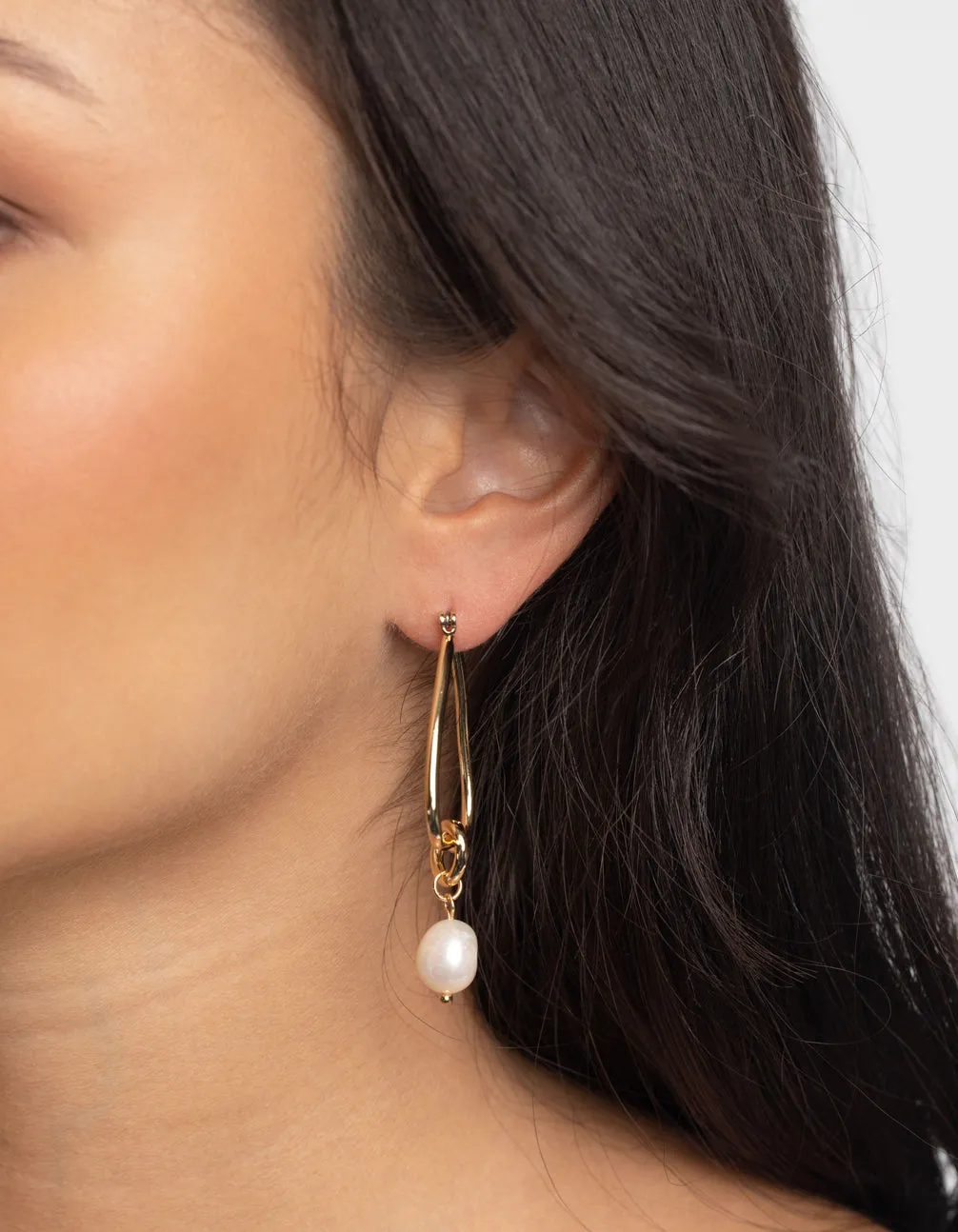 Gold Plated Statement Earrings with Freshwater Pearls