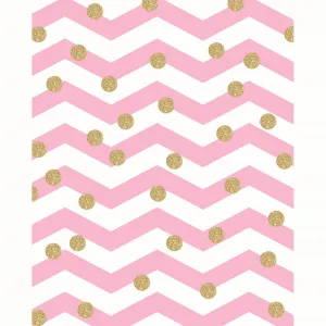 Gold Polka Dots on Chevron Printed Backdrop