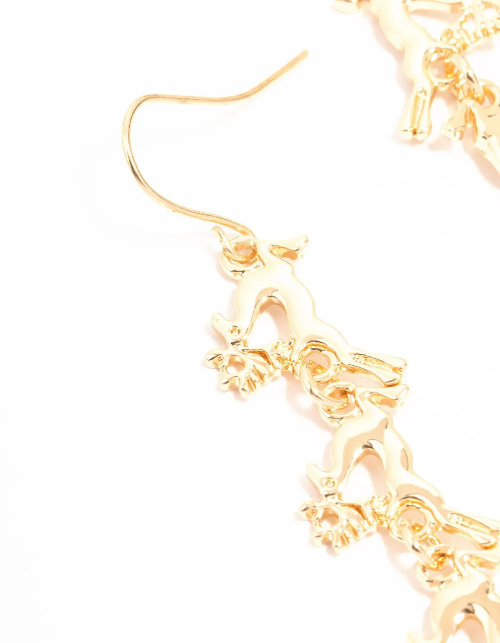 Gold Reindeer & Sleigh Drop Earrings