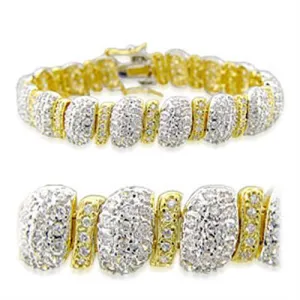 Gold Rhodium Brass Bracelet with AAA Grade CZ in Clear for Women Style 32017