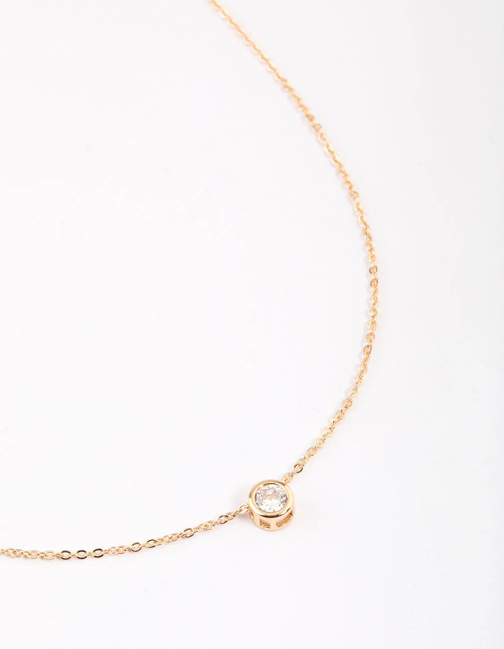 Gold Round Bezel Cubic Zirconia Pendant Necklace