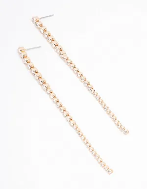 Gold Round Diamante Cupchain Drop Earrings