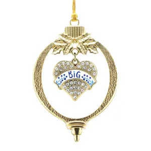 Gold Sea Blue and Sky Blue Big Pave Heart Charm Holiday Ornament