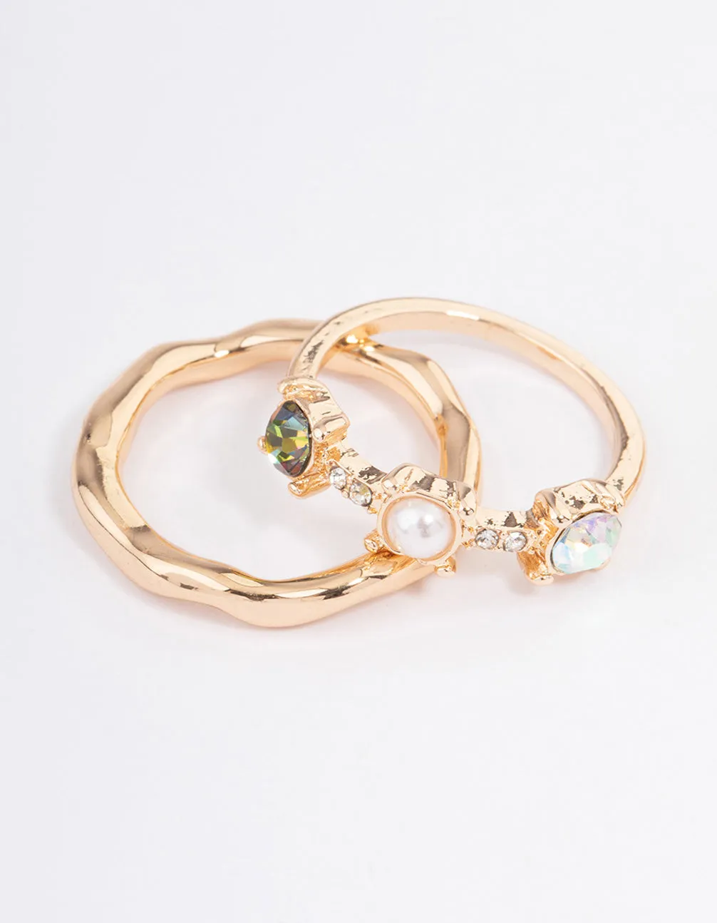 Gold Small Jewels Statement Pack Ring