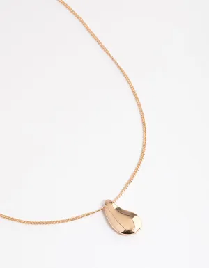 Gold Smooth Pear Pendant Necklace