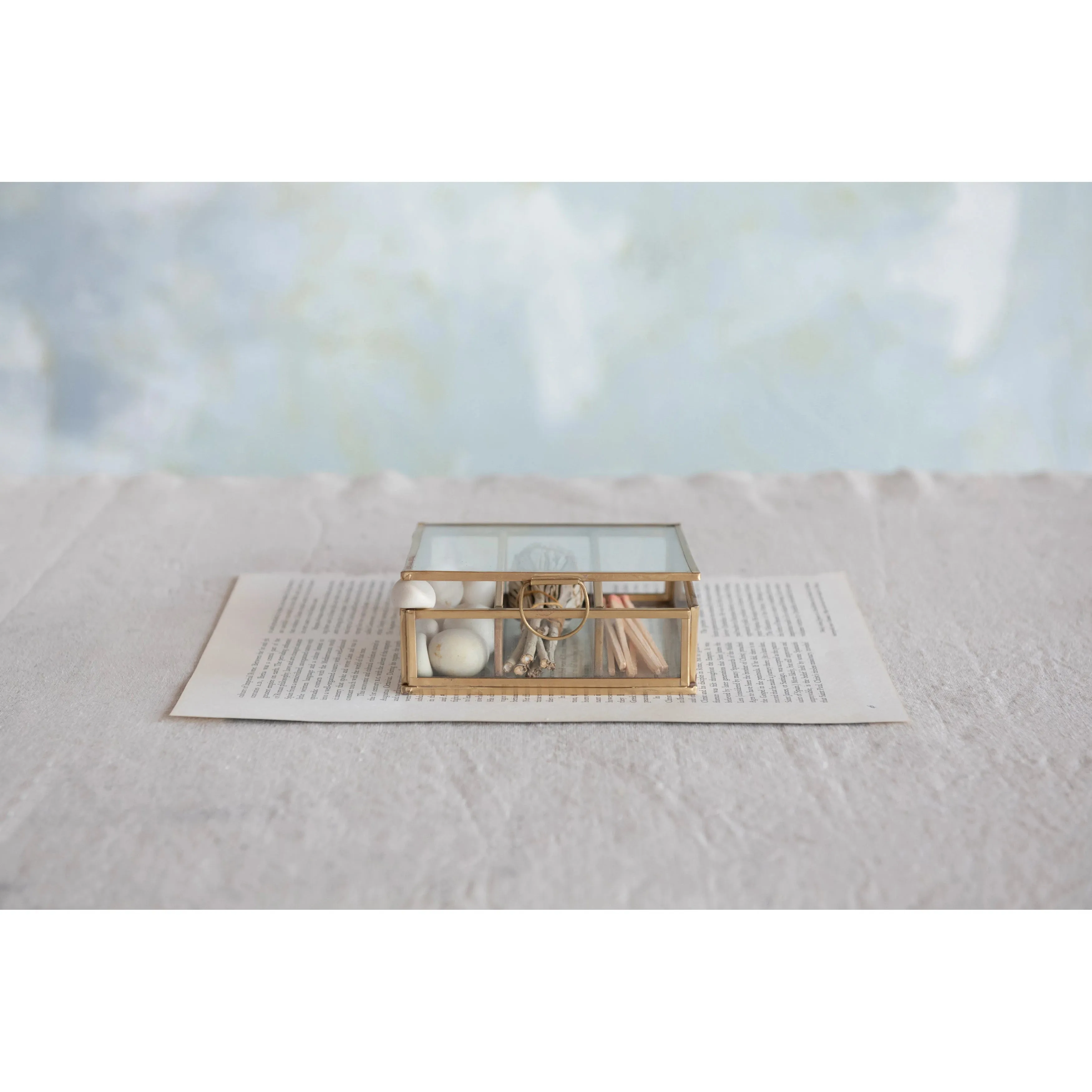 Gold Square Metal & Glass Box