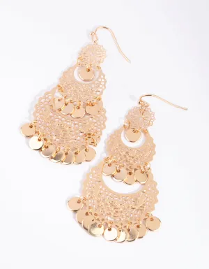 Gold Stamp Drop Earrings