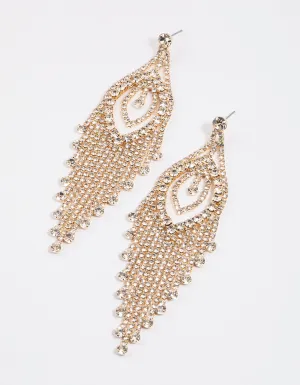 Gold Statement Cupchain Tassel Earrings