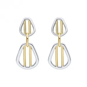 Gold Sterling Silver Cage Bar Drop Earrings E6430